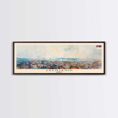Zrenjanin Serbia Wall Art, Panoramic Travel Poster, Panoramic Framed Canvas Print, City Wall Art, Wall Hanging Home Decor, Travel Art