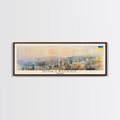 Simferopol Ukraine Panoramic Travel Poster, Framed Canvas Print or Metal Wall Art, Travel Art, Home Decor, Panoramic Painting, Midcentury Art