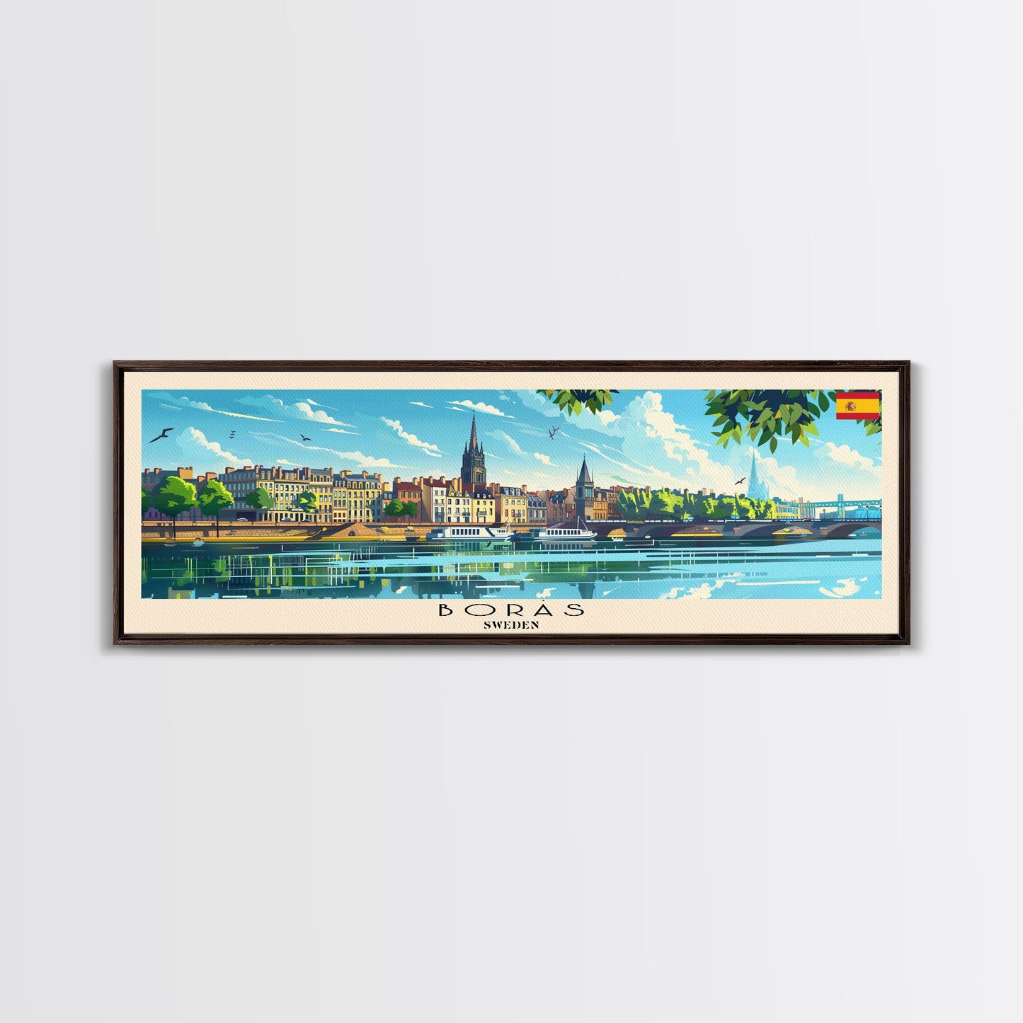 Borås Sweden Travel Art, City Art, Framed Canvas Print or Metal Wall Art, Europe Travel Poster, Panoramic Wall Art, Extra Wide Wall Art
