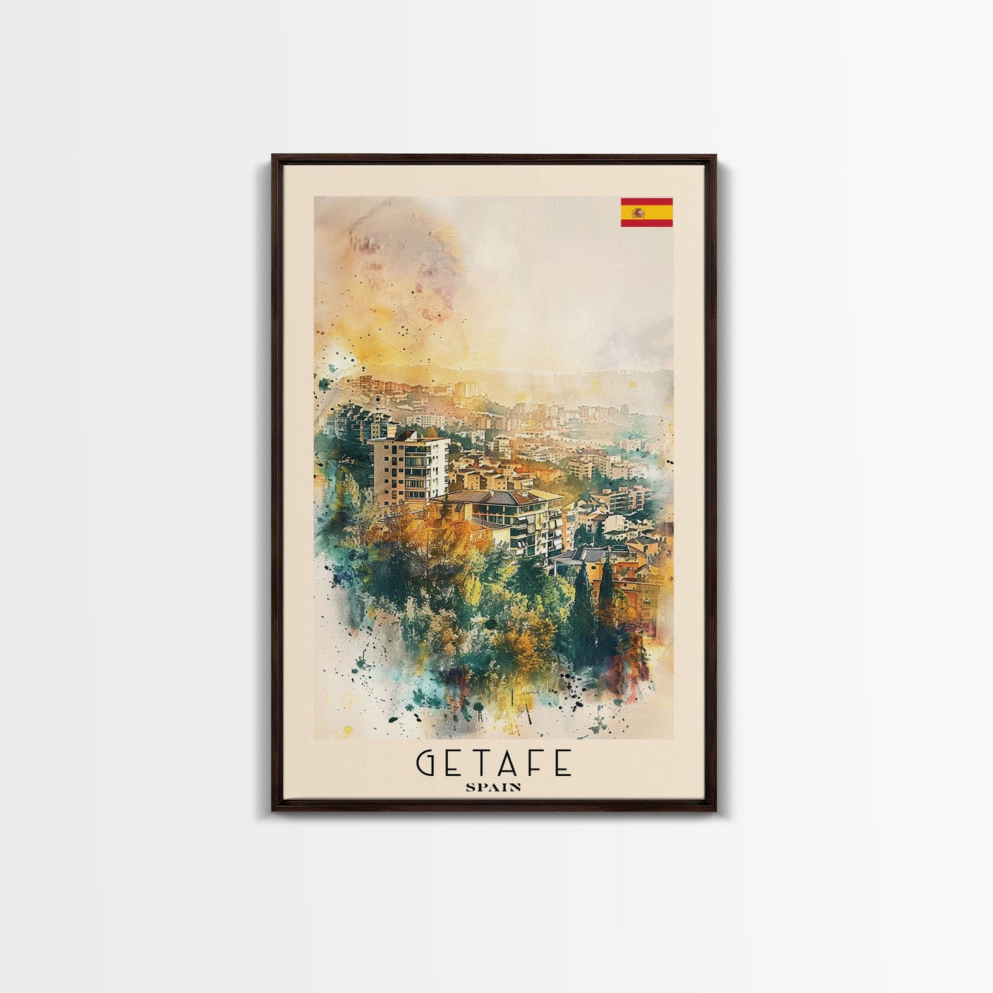 Getafe Spain Skyline Art, Framed Canvas Print, Bedroom Wall Art, Travel Poster Art, Home Decoration, Spanish Art