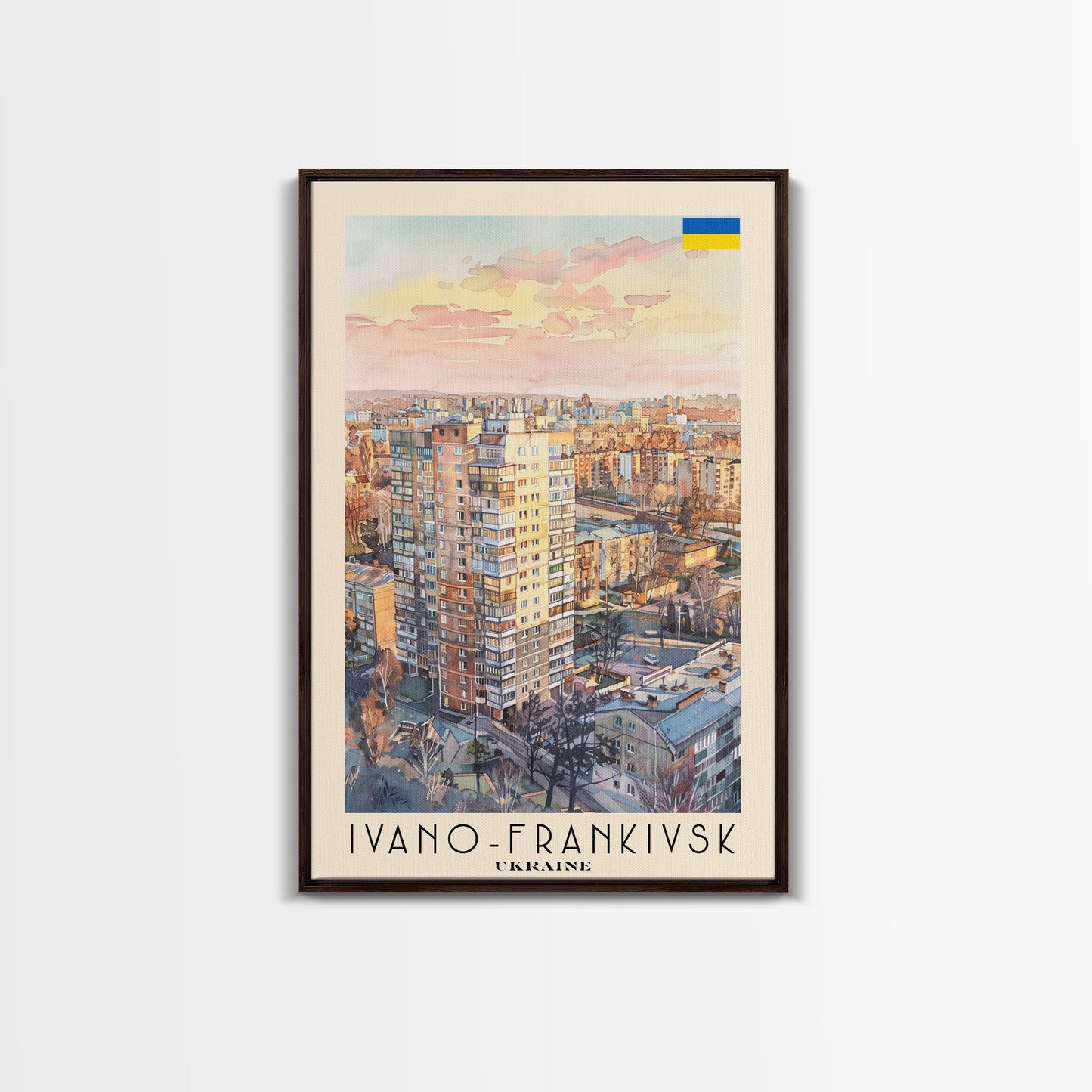 Ivano-Frankivsk Ukraine Cityscape Art Print, Sunset View Canvas Print for Home Decor, Travel Poster for Living Room Wall Art, Ukrainian Scene