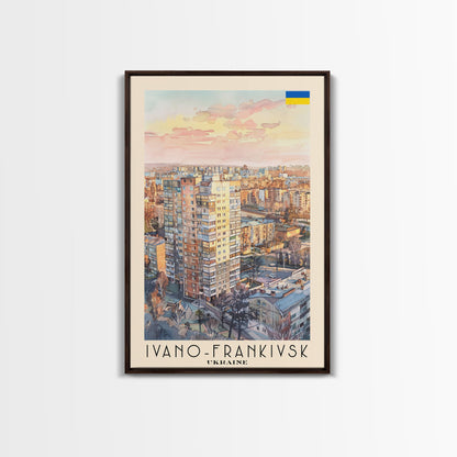 Ivano-Frankivsk Ukraine Cityscape Art Print, Sunset View Canvas Print for Home Decor, Travel Poster for Living Room Wall Art, Ukrainian Scene
