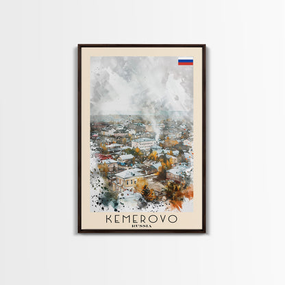 Kemerovo Russia Winter Cityscape, Framed Canvas Print, Travel Poster, Wall Art, Home Decor, Living Room Decoration, Russian Urban Art