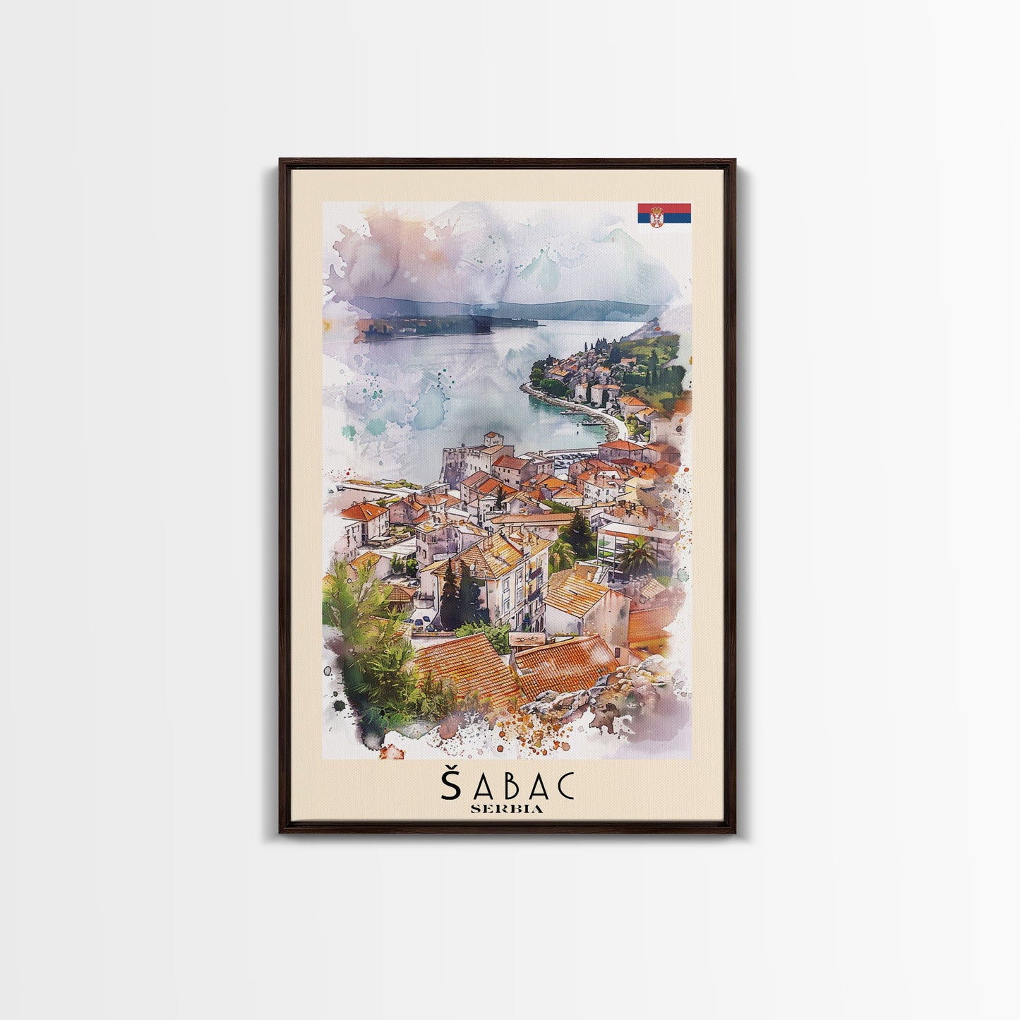 Picturesque Acharnes Greece Coastal Village, Framed Canvas Print, Living Room Art, Mediterranean Style, Home Decoration
