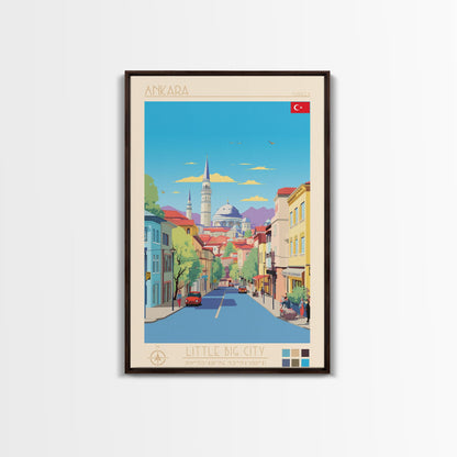 Ankara Turkey Travel Poster Framed Canvas Print, Midcentury Modern Art, Pop Art Wall Decor, Home Decor, Vacation Gift, Living Room Art