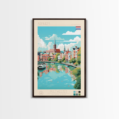 Arnhem Netherlands Travel Poster Framed Canvas Print, Midcentury Modern Art, Pop Art Wall Decor, Home Decor, Vacation Gift, Living Room Art