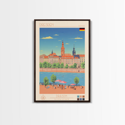 Dresden Germany Travel Poster Framed Canvas Print, Midcentury Modern Art, Pop Art Wall Decor, Home Decor, Vacation Gift, Living Room Art