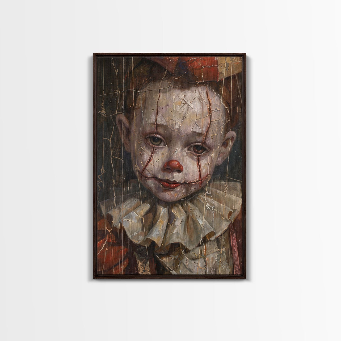 Haunting Clown with Cracked Face - Spooky Halloween Art Print - Creepy Home Decor - Scary Clown Wall Art - Perfect Halloween Decoration
