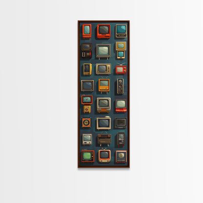 Retro Televions Framed Canvas Print, Retro Decor, Man Cave Art, Gift For Him