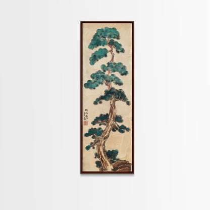 Japanese Pines Artistic Interpretation Tall Branches Skinny Art Tall Art Framed Canvas Print Japanese Style Art Ukiyo-e Art Wood Block Print Classic