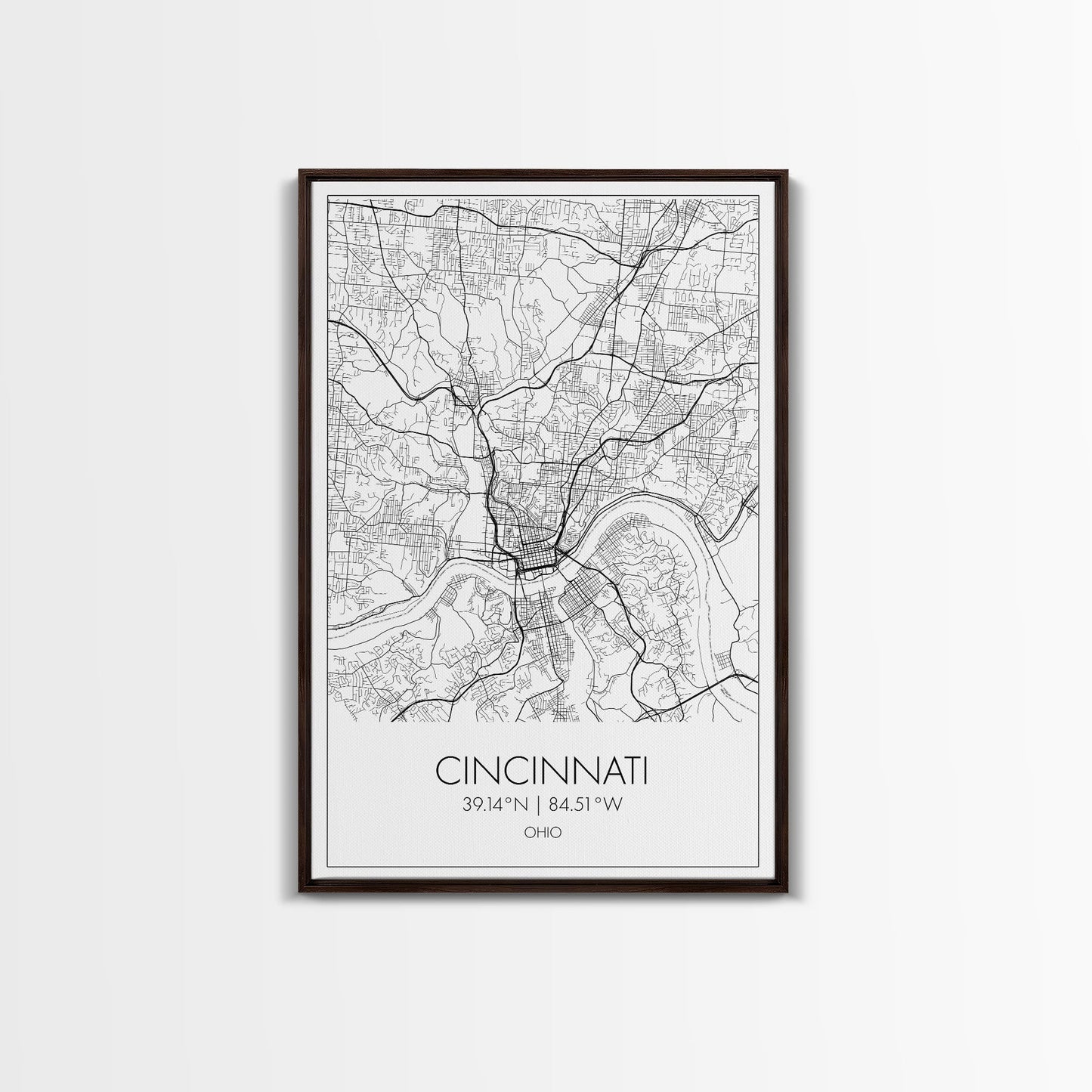 Cincinnati Street Map, Ohio Map, City Map Art, Minimalist Art, Wall Art, Canvas Print, Canvas Wall Art, Travel Wall Décor, Gift For Her