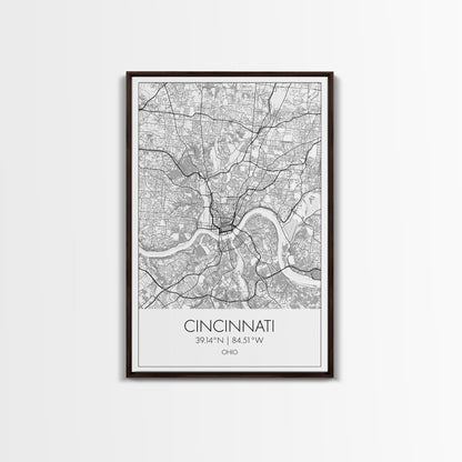 Cincinnati Street Map, Ohio Map, City Map Art, Minimalist Art, Wall Art, Canvas Print, Canvas Wall Art, Travel Wall Art, Birthday Gift