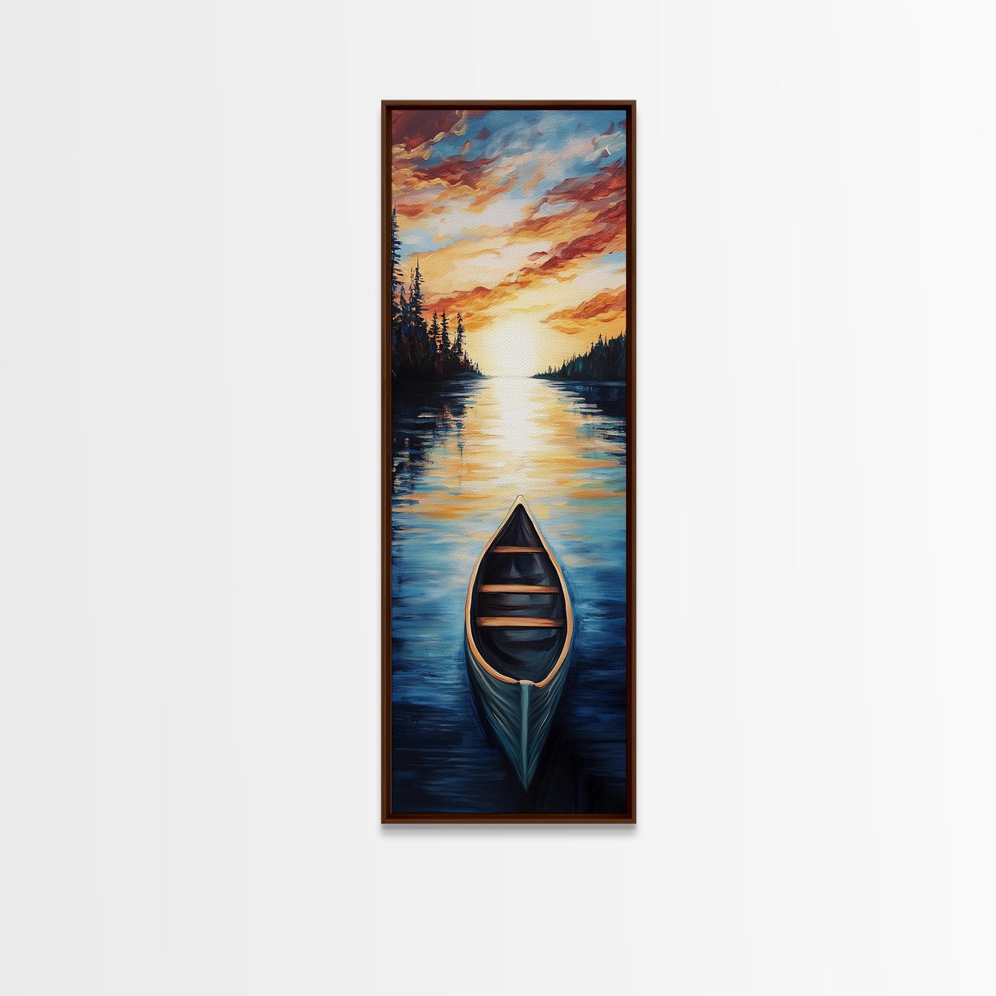 Sunset Canoe Reflection Canvas Print Coastal Landscape Art Nautical Decor Rustic Wall Art Lake Tahoe Art Above Bed Wall Art