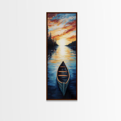 Sunset Canoe Reflection Canvas Print Coastal Landscape Art Nautical Decor Rustic Wall Art Lake Tahoe Art Above Bed Wall Art