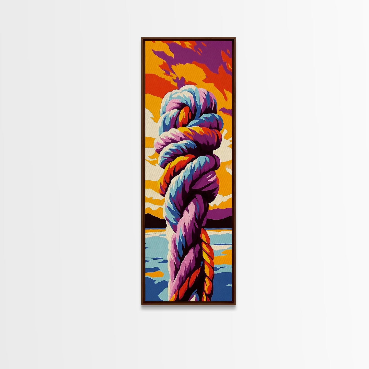 Nautical Knot at Sunset Framed Canvas Print coastal decor nautical painting ocean art coastal cowgirl wall art gift idea for her