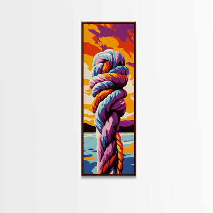 Nautical Knot at Sunset Framed Canvas Print coastal decor nautical painting ocean art coastal cowgirl wall art gift idea for her