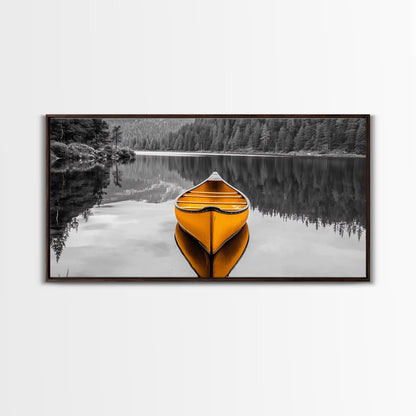 Reflections of Nature, lake Tahoe art, pine tree art, landscape painting, nature wall art, extra wide art, panoramic art, Canvas Print