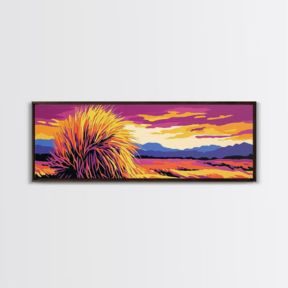 Kunst aus der Südwest-Wüste, Joshua-Tree-Kunst, Wandkunst in Pink und Orange, Sonnenuntergangsgemälde, abstrakte Kunst, gerahmter Leinwanddruck, extra breite Kunst