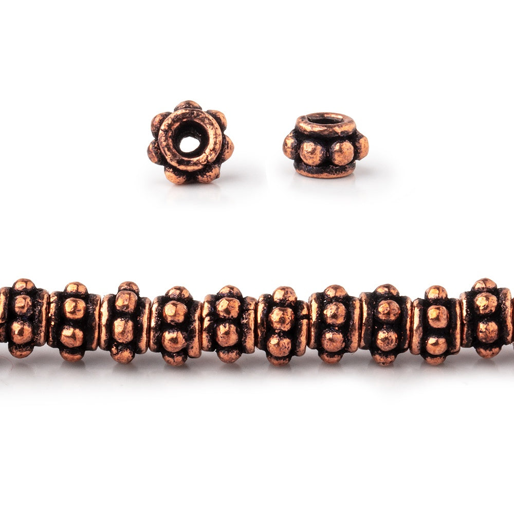 5x3mm Antiqued Copper Spacer Beads 8 inch 59 pieces