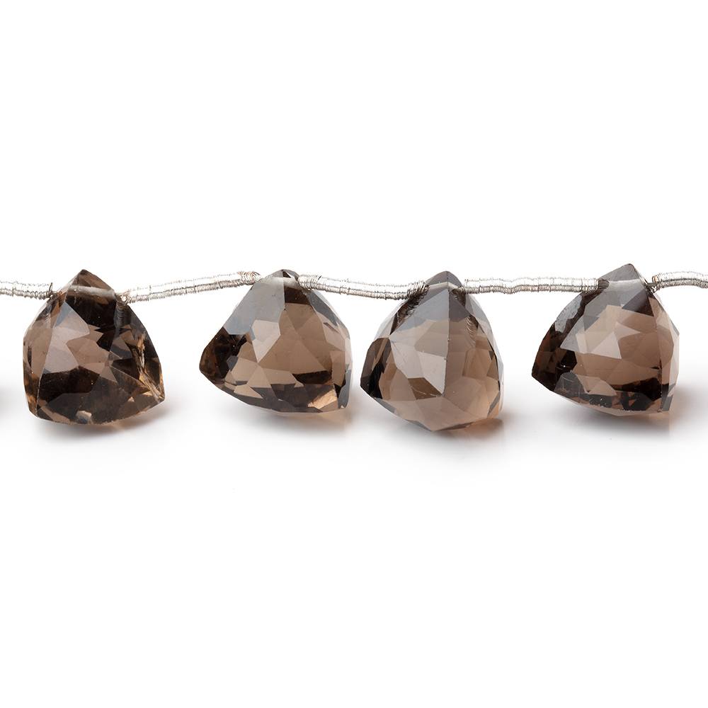 8-10mm Smoky Quartz Faceted Trillion Beads 7 inch 15 pieces