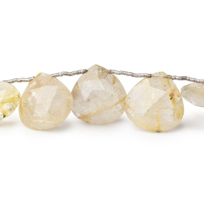 15-16mm Rutilated Quartz Faceted Heart Beads 6.5 inch 11 pieces