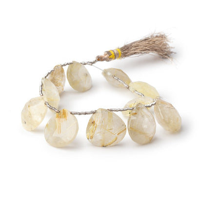 15-16mm Rutilated Quartz Faceted Heart Beads 6.5 inch 11 pieces