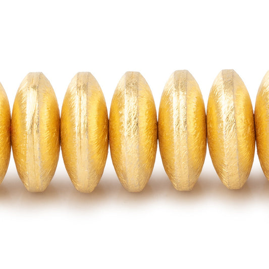 14mm 22kt Gold Plated Copper Brushed Disc Beads 8 inch 37 pieces