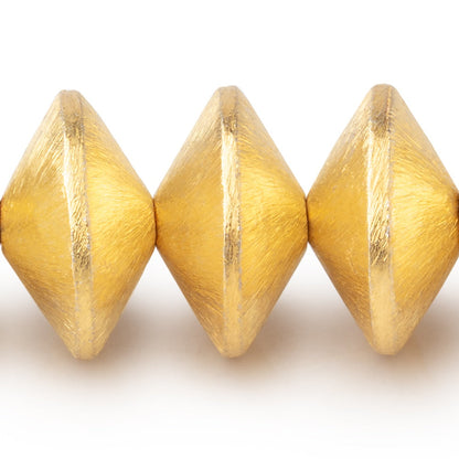 16mm 22kt Gold Plated Copper Brushed Disc Beads 8 inch 22 pieces