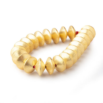 16mm 22kt Gold Plated Copper Brushed Disc Beads 8 inch 22 pieces