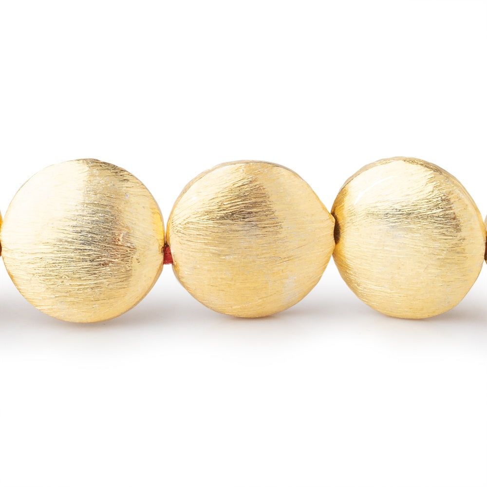 14mm 22kt Gold Plated Copper Brushed Coin 8 inch 15 Beads