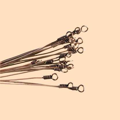 3" length Copper Eyepin Wrapped Wire 22 Guage 22 pcs per bag