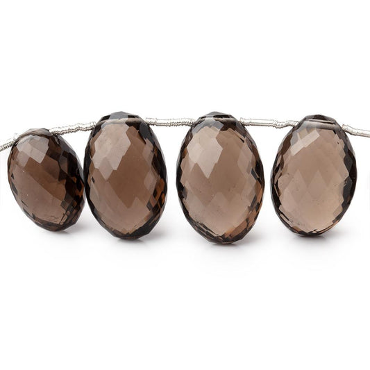 13x10-18x12mm Smoky Quartz Faceted Oval Beads 7.5 inch 12 pieces