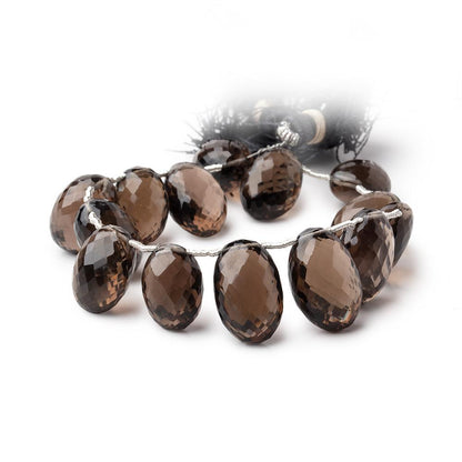 13x10-18x12mm Smoky Quartz Faceted Oval Beads 7.5 inch 12 pieces