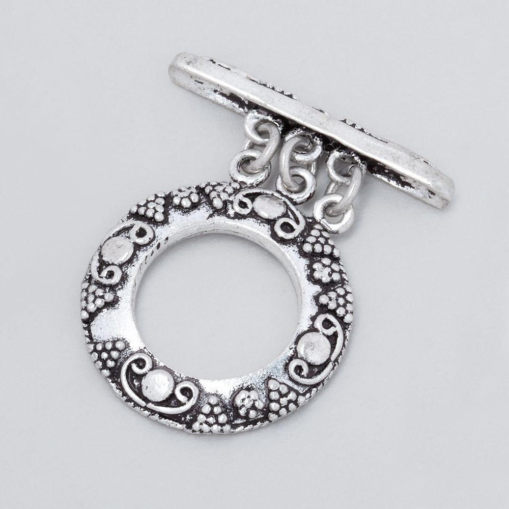 20mm Antiqued Sterling Silver Round Triple Strand Toggle 1 Finding