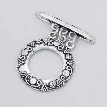 20mm Antiqued Sterling Silver Round Triple Strand Toggle 1 Finding