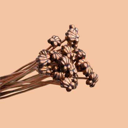 3" length Copper Shell Design Headpin, 22 Guage 22 Pieces