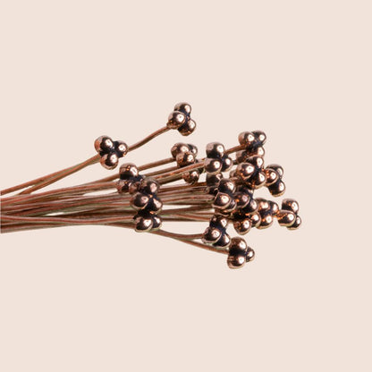3" length Copper 3 Ball Design Headpin, 22 Guage 22 Pieces