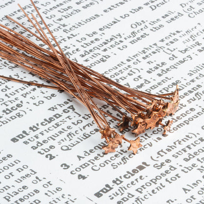 3 inch Copper Star Headpin 22 gauge 22 pieces per bag