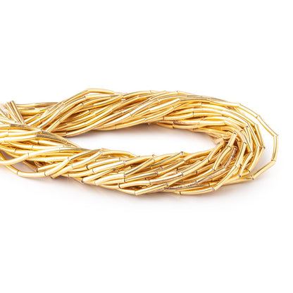 10x1.5mm Vermeil Tube Beads 8 inch 20 pieces