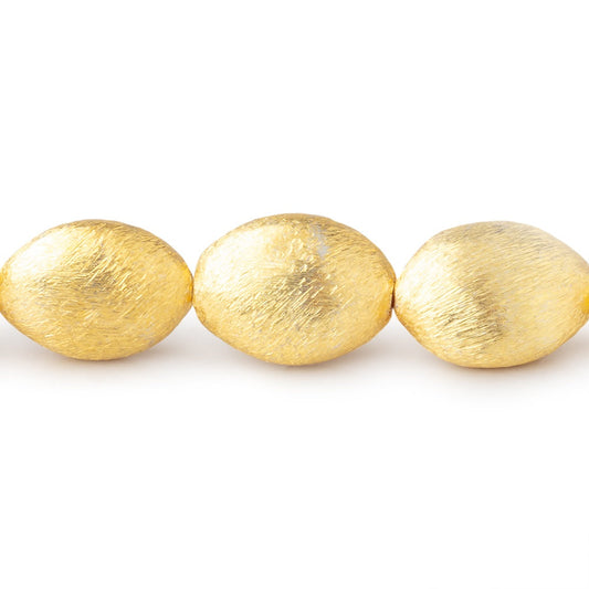 15x11mm 22kt Gold Plated Copper Brushed Puffy Ovals 8 inch 14 Beads