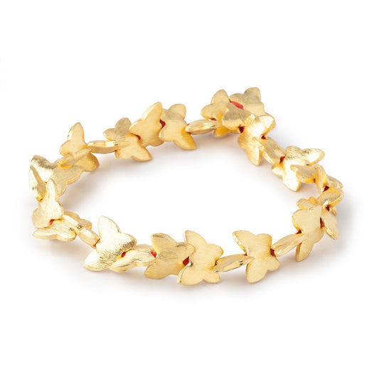 11mm 22kt Plated Copper Brushed Butterfly Bead 8 inch 30 pieces