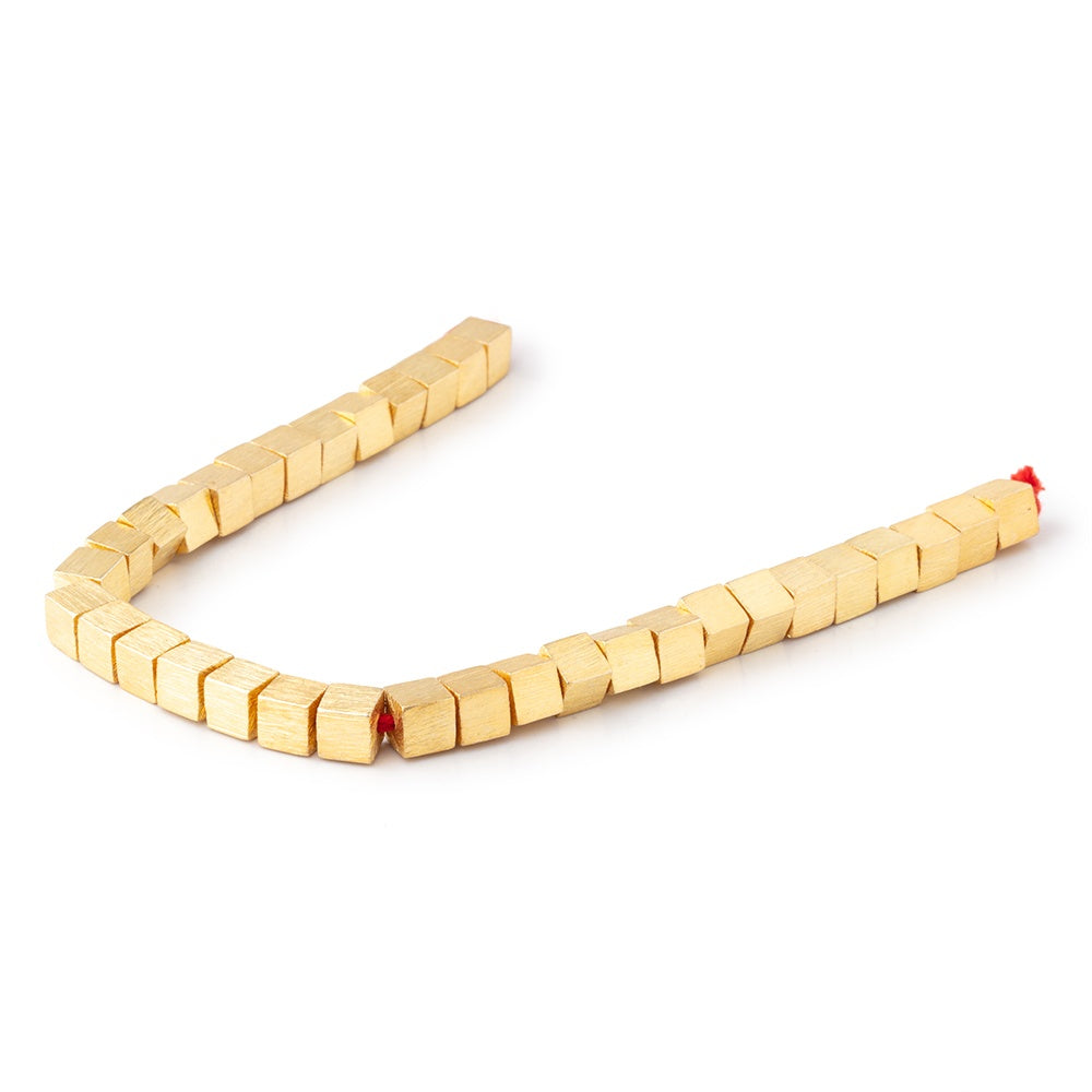 5.5mm 22kt Gold plated Copper Brushed Cube Bead 8 inch 34 pieces