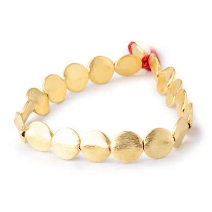 11mm 22kt Gold Plated Copper Brushed Coin 8 inch 19 Beads