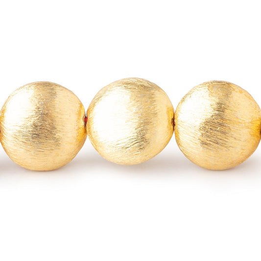 14mm 22kt Gold Plated Copper Brushed Puffy Coin 8 inch 15 Beads