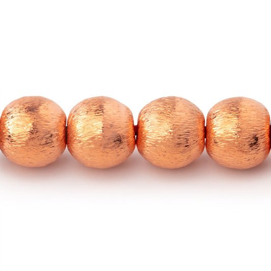 9mm Copper Brushed Round Beads 8 inch 24 pieces