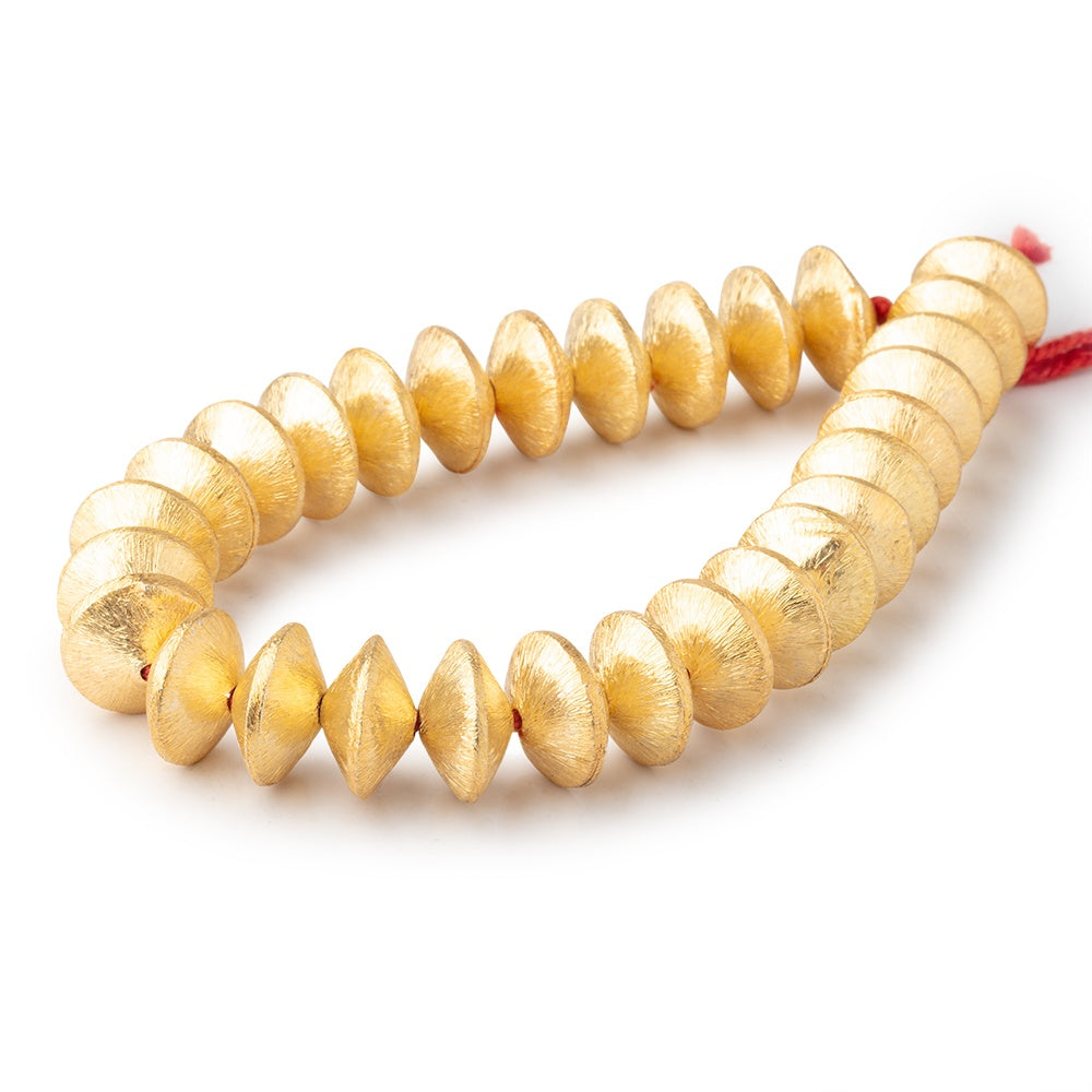 12mm 22kt Gold Plated Copper Disc Brushed Beads 8 inch 26 pieces