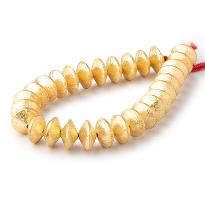 12mm 22kt Gold Plated Copper Disc Brushed Beads 8 inch 26 pieces