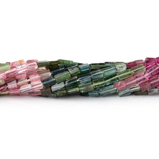 3-5mm Multi Color Tourmaline Plain Rectangle Beads 16 inch 96 pieces