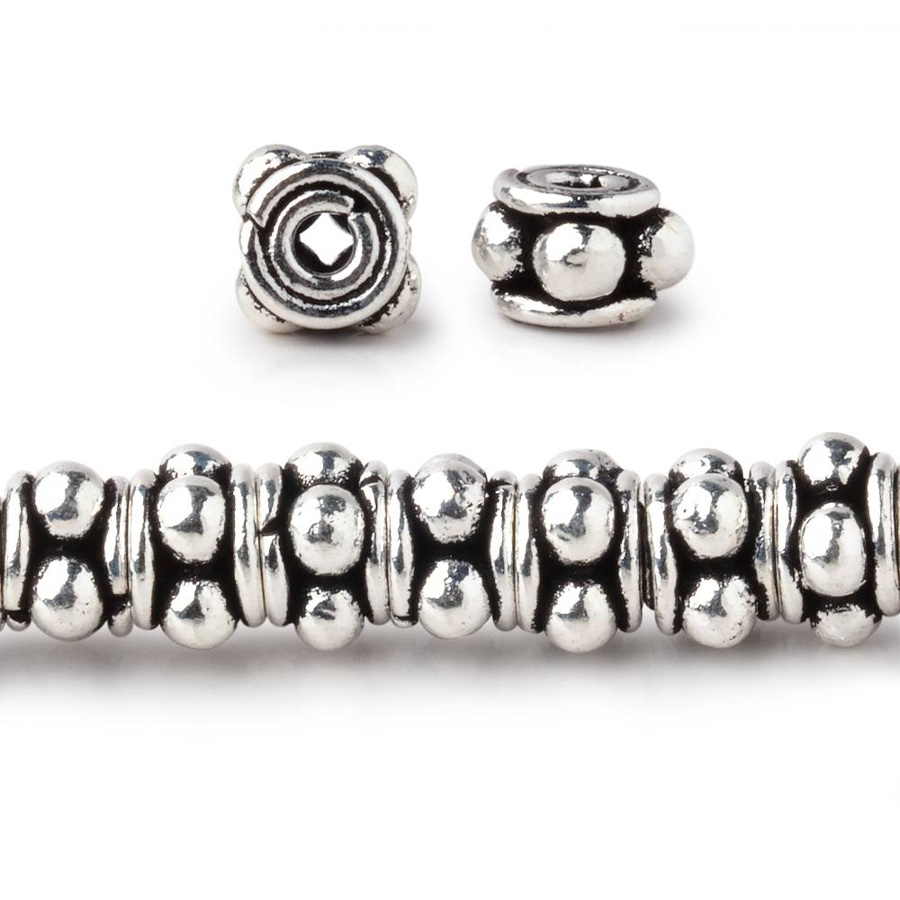 7x5mm Antiqued Sterling Silver Plated Copper Spacers 8 inch 41 Beads