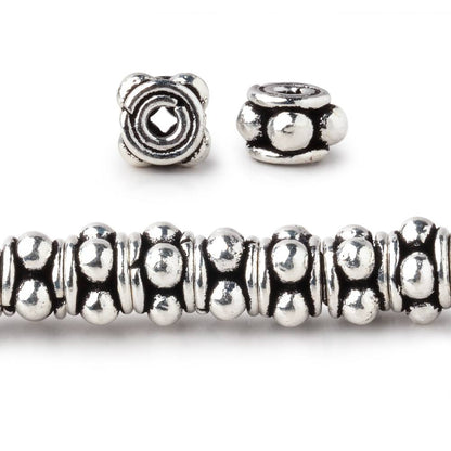 7x5mm Antiqued Sterling Silver Plated Copper Spacers 8 inch 41 Beads